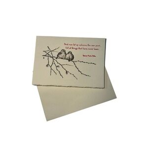 New Unbranded New Year's Greeting Cards Ivory New Set of 20 Birds Nature Poetry